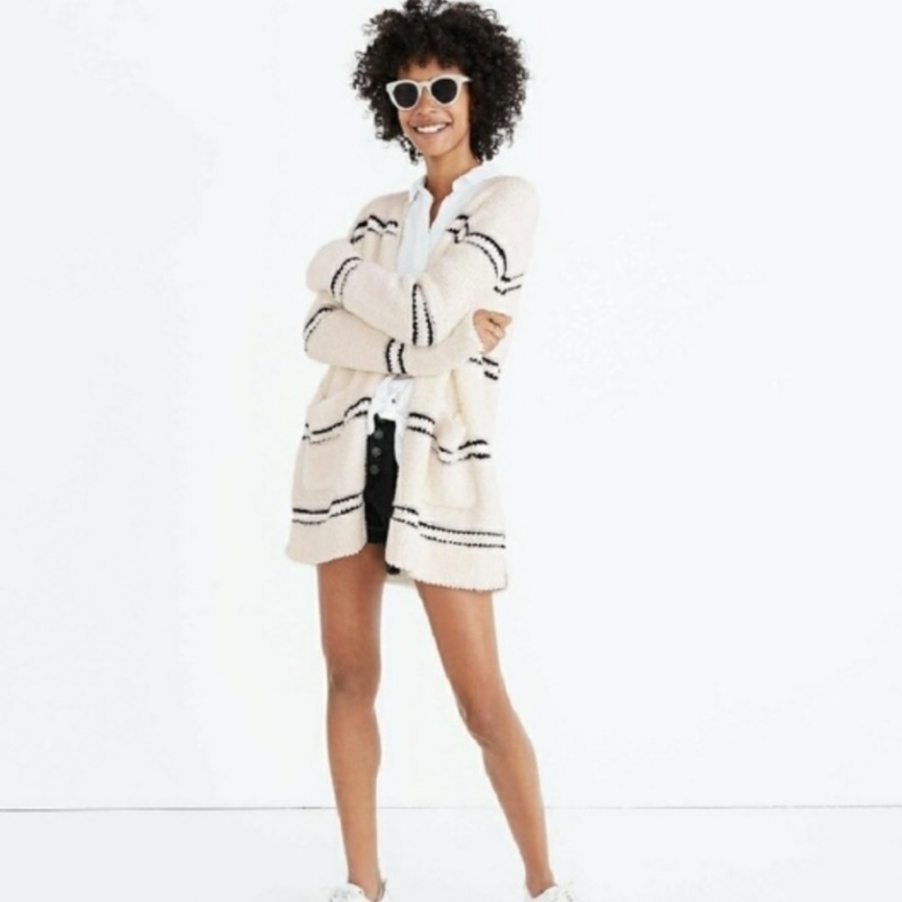 Madewell Striped Boucle Cardigan Sweater